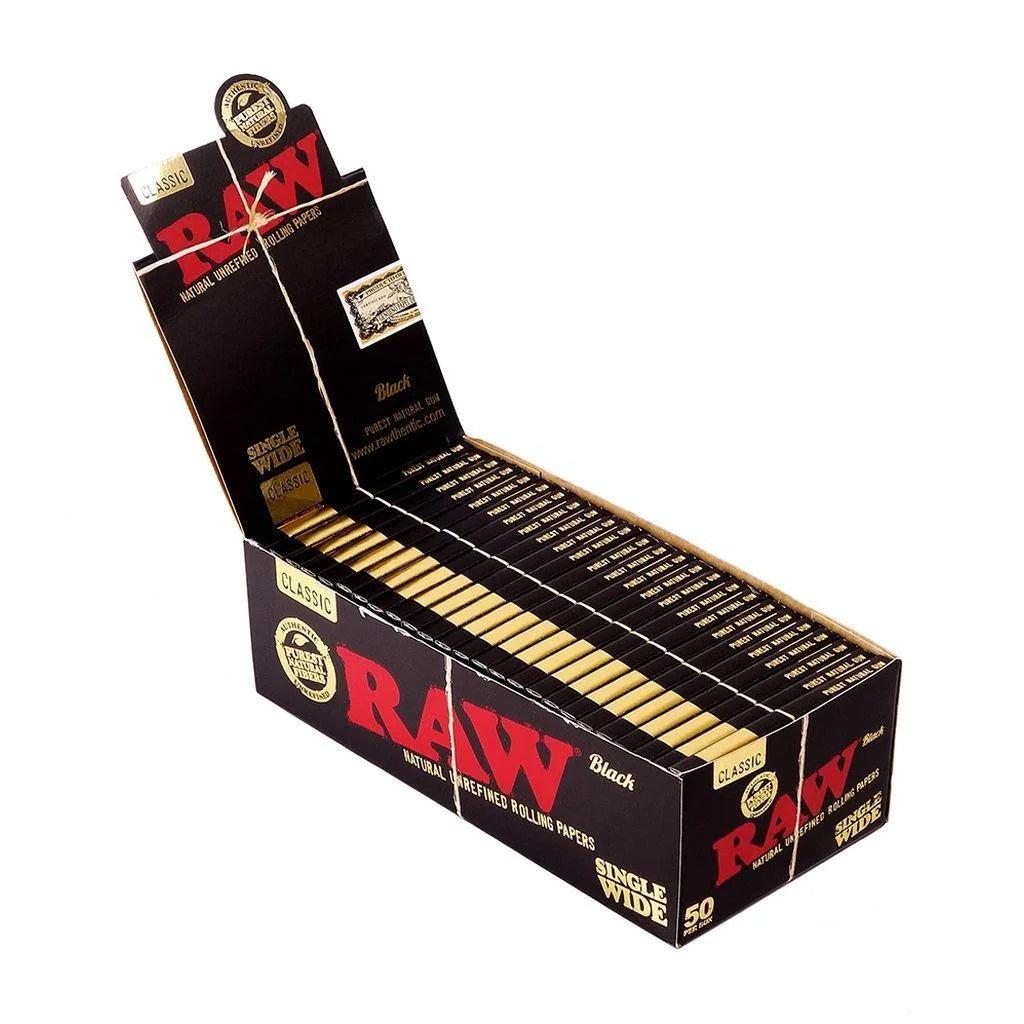 Raw Single Wide Black Standard Size Paper