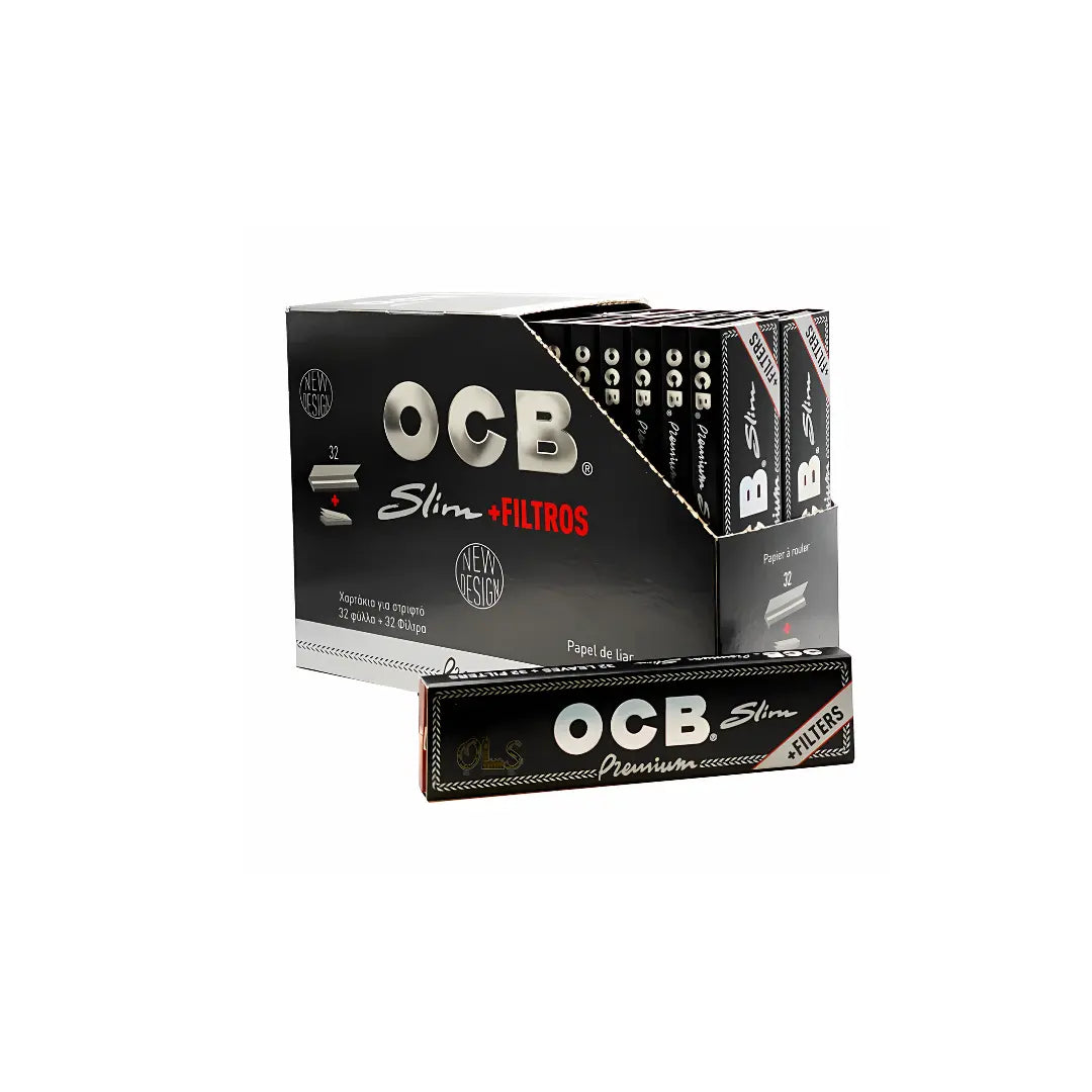 OCB Black Premium King Slim Rolling Paper With Filter (Pack of 32)