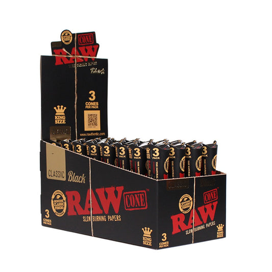 Raw Black Cone King Size 3's - (32 Packs)