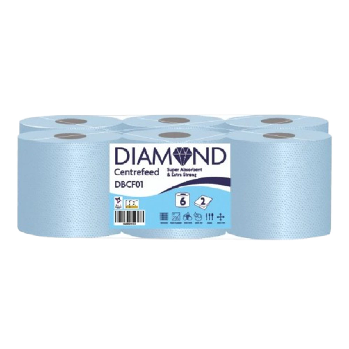 DIAMOND BLUE CENTREFEED 2PLY 6PK