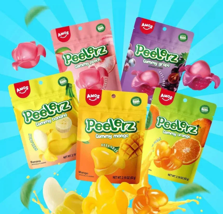 Amos Peelerz Gummy Bag 65g - Pack of 12 (Halal)