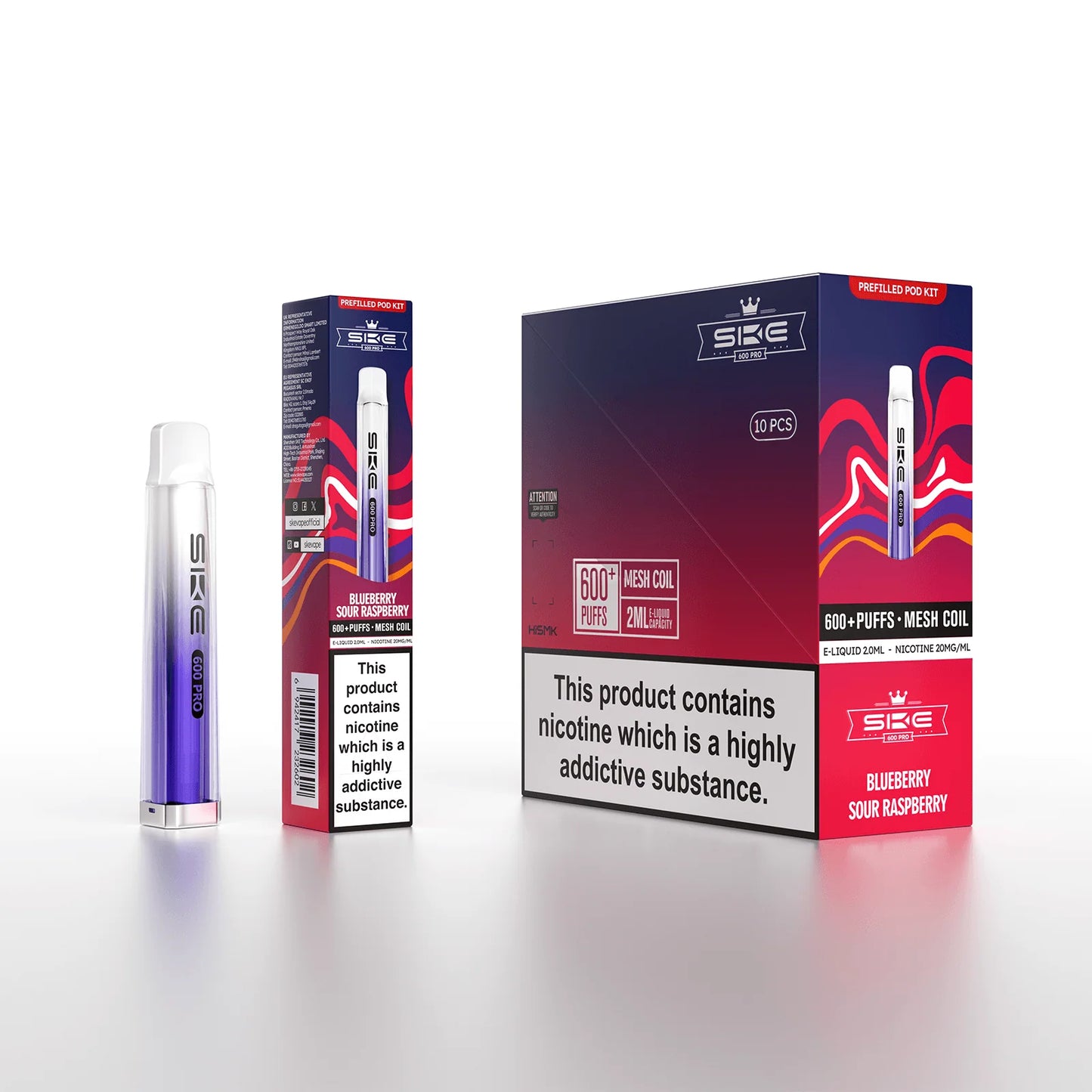 SKE Pro 600 Puffs Pre-Filled Pod Kit (Pack of 10)